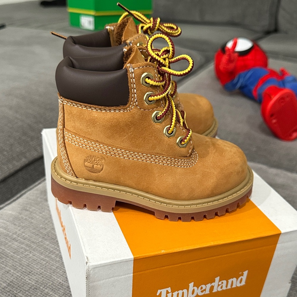 Timberland Kids Brown Boots with Yellow Laces
